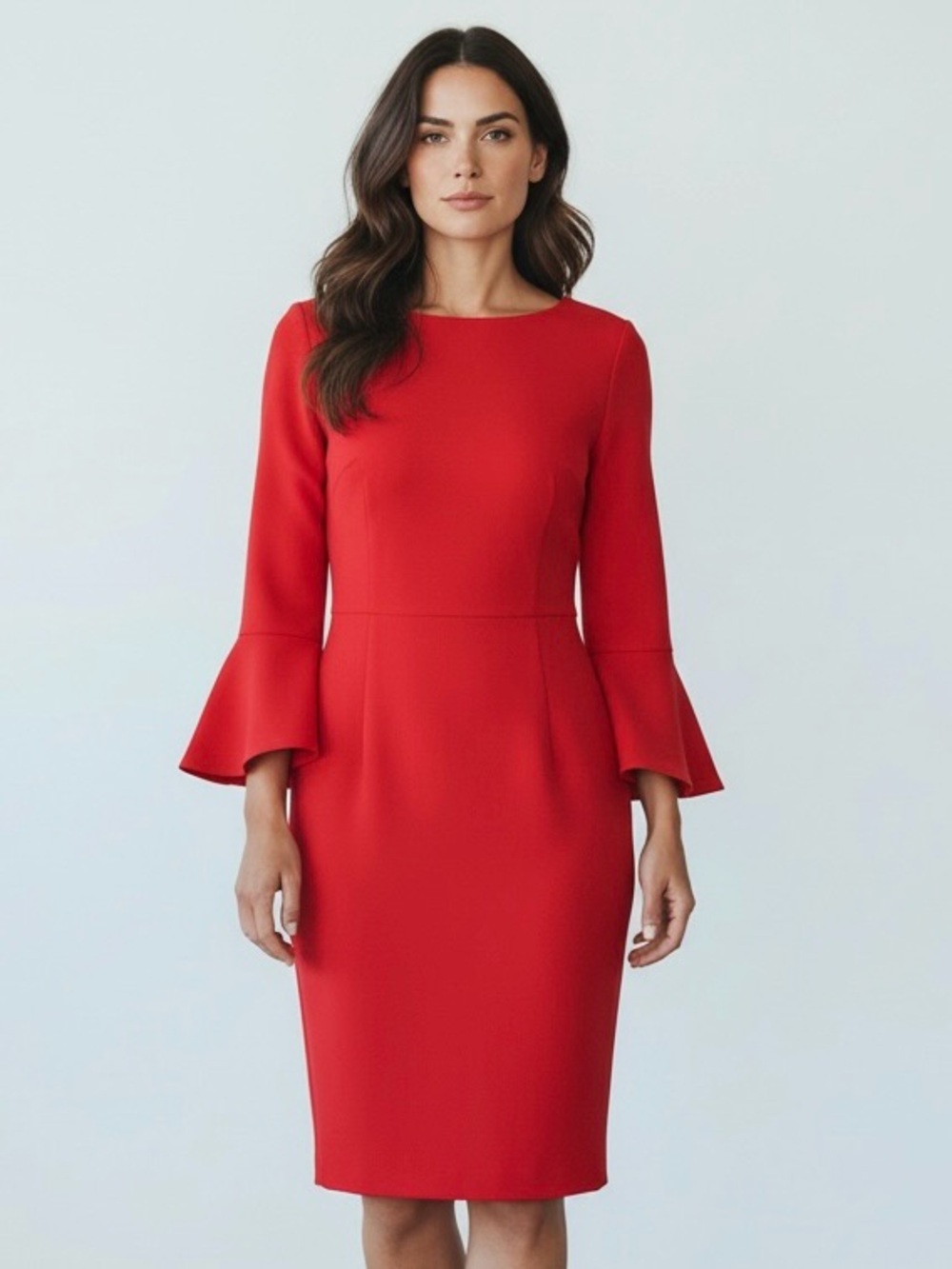 NWT White House Black Market BP Flutter Sleeve Sheath Dress Sz 12 Bright Rouge